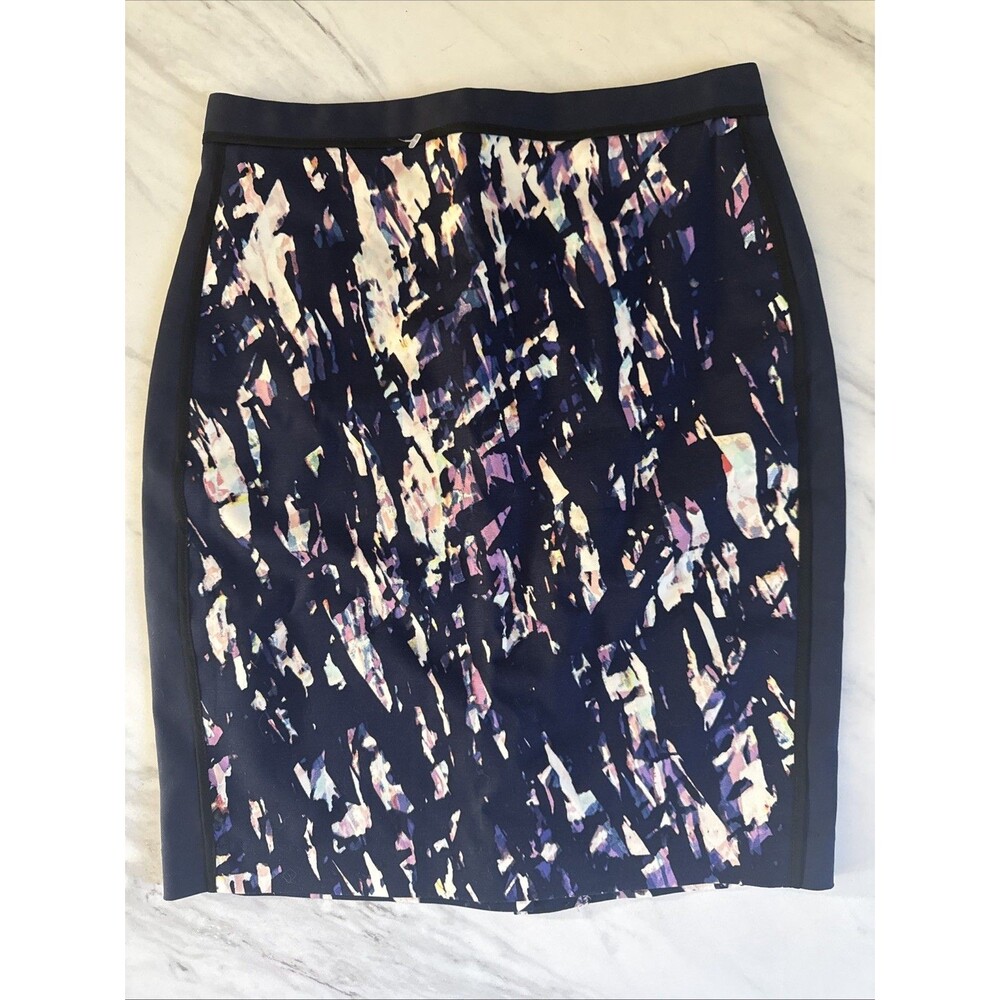 Club Monaco Pencil Skirt Size 2 Blue Black Abstract Lined New